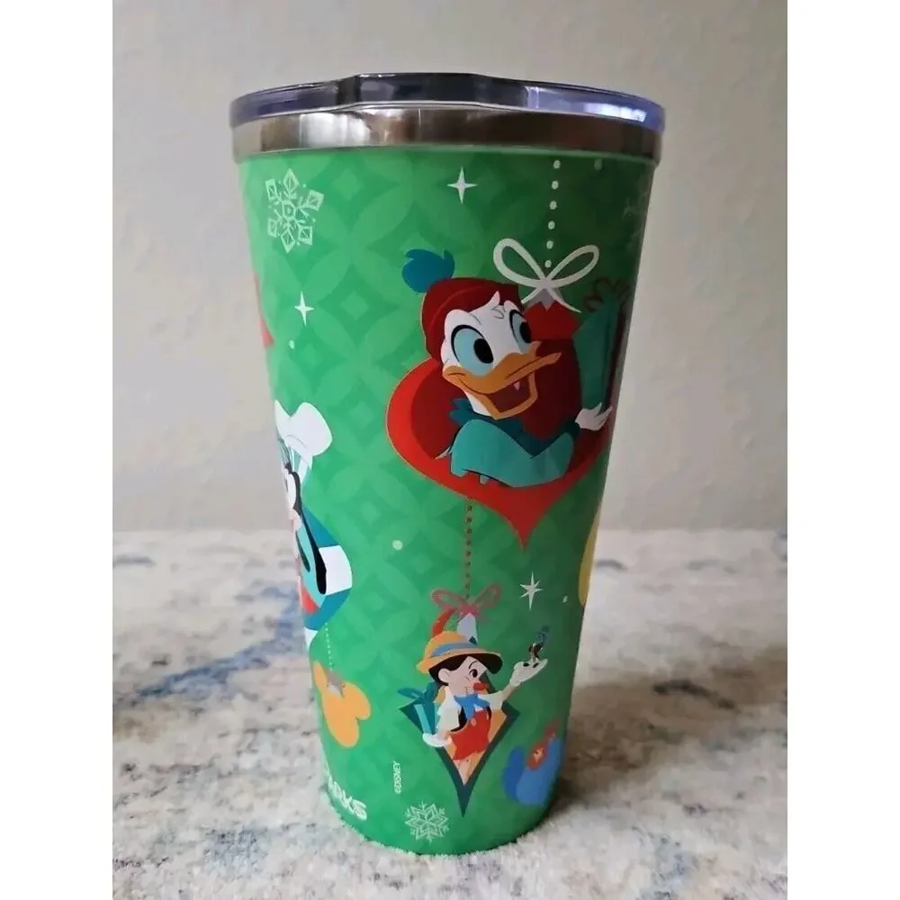 Disney Parks 2023 Christmas Holiday Travel Tumbler Cup Stainless Steel w Lid NEW